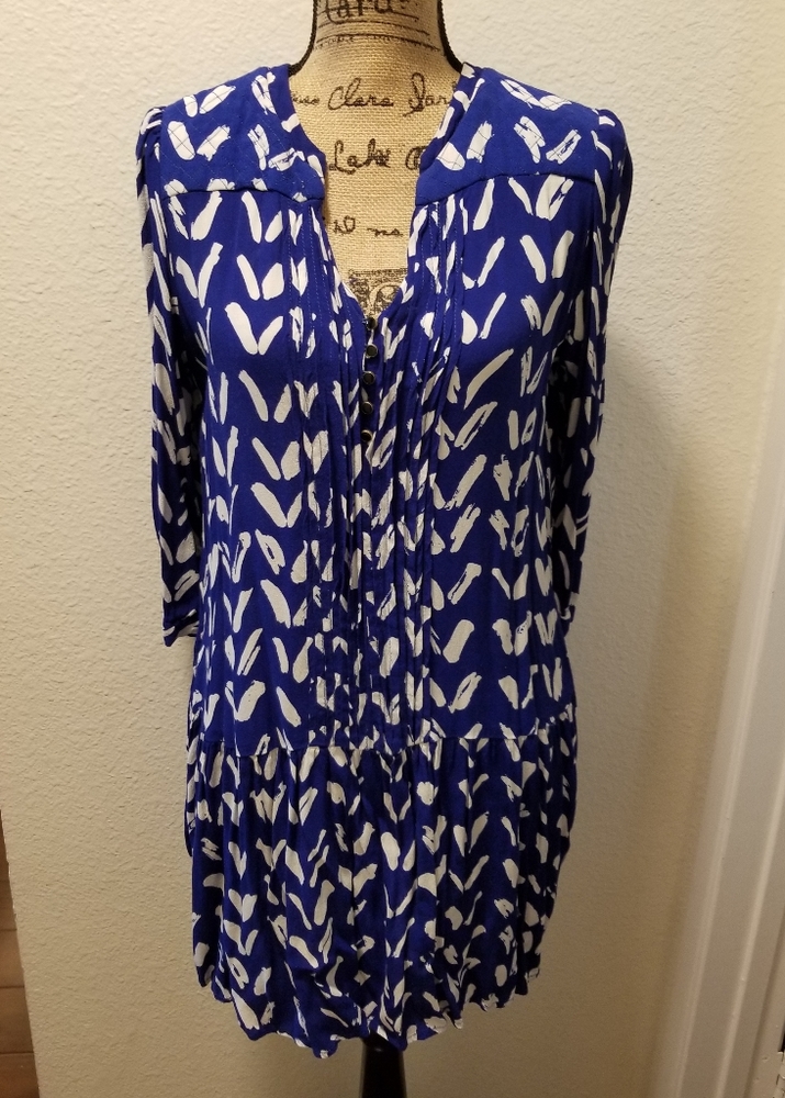 Anthropologie Blue Drop Waist Dress